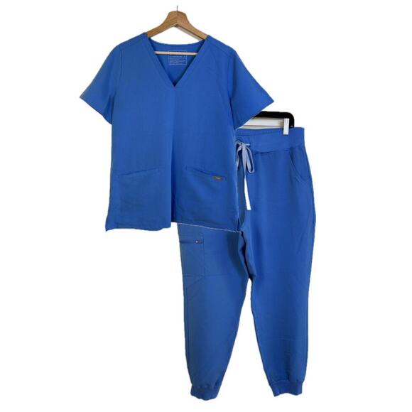 Figs Scrub Set Casma Top Medium Zamora Joggers Large Royal Blue M/L Hospital - Picture 2 of 10